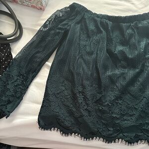 Arizona Jean Company Dark Green Lace Top
